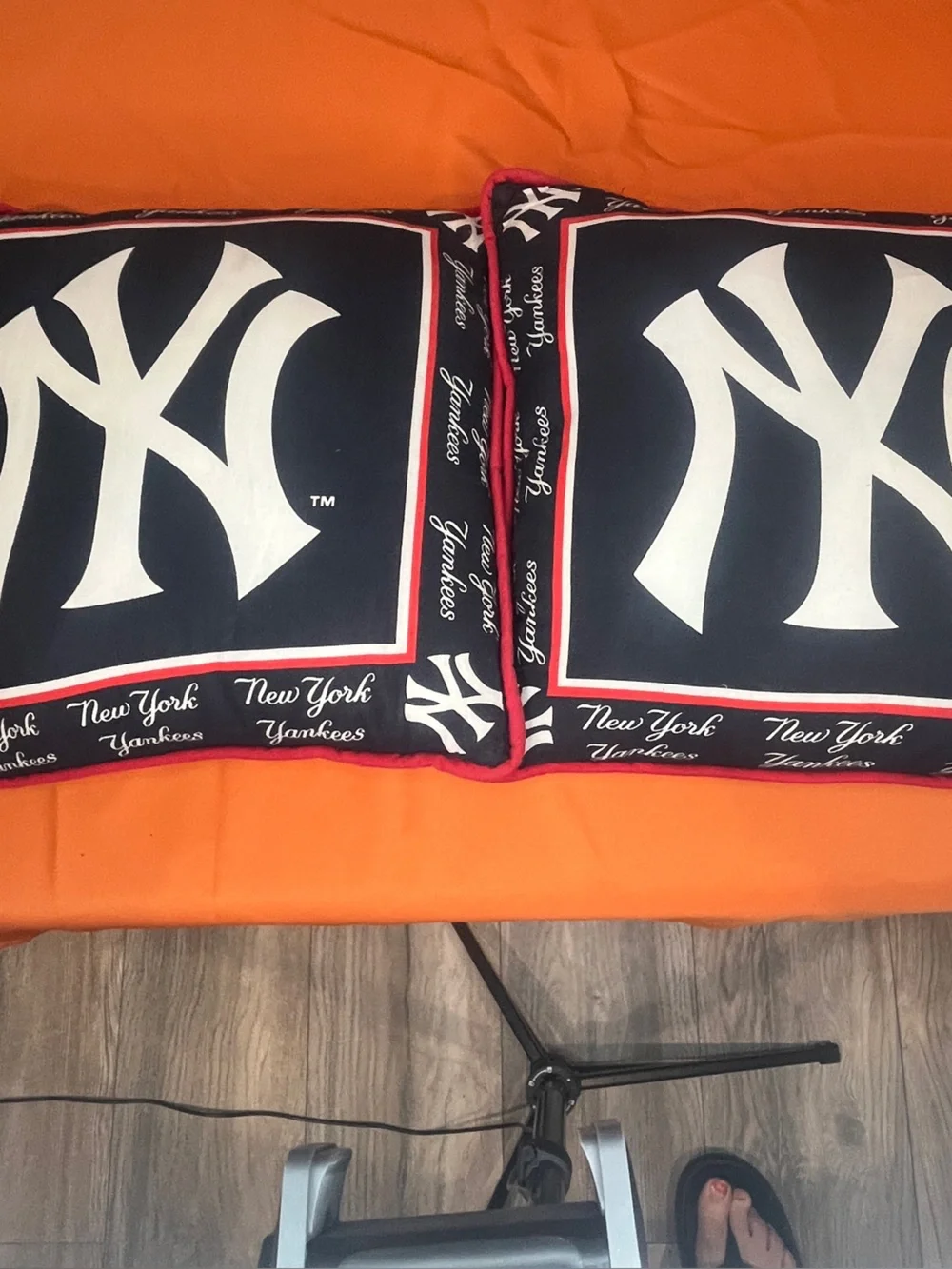 Homemade New York Yankees Navy Set  wThrow Pillows with Red Trim